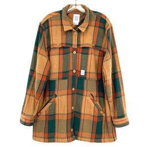 Topo Designs Mountain Shirt Jacket Shacket Plaid Twill Heavyweight Oversized